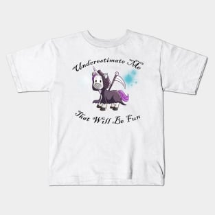 Grim Reaper Unicorn "Underestimate Me" Kids T-Shirt